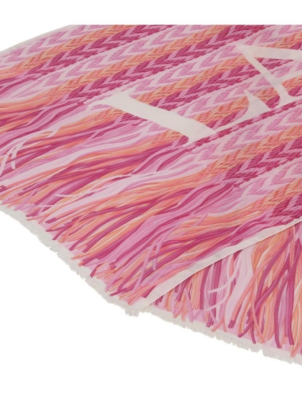 Lanvin Pink & Orange Striped Scarf - Picture 2 of 3